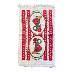 VTG Christmas HOLLY HOBBIE Holiday Wishes Dish Towel Cannon
